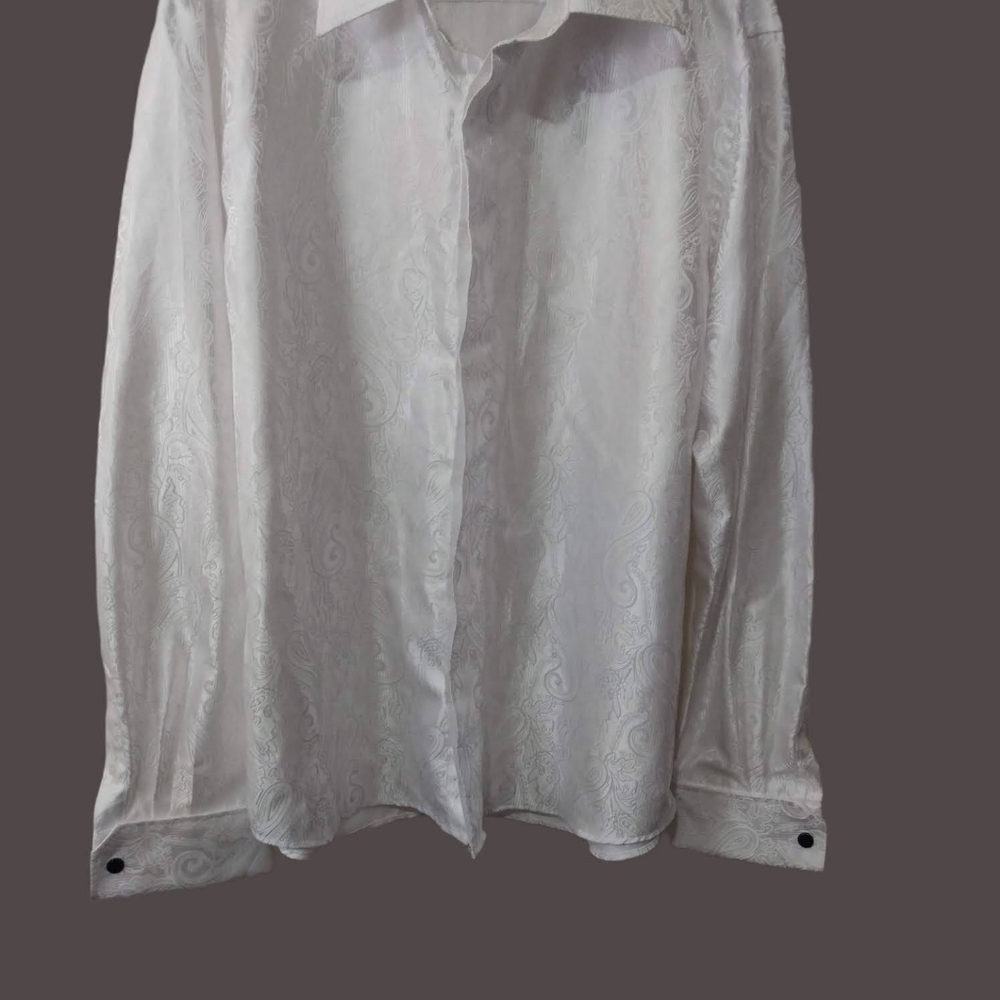 Inserch Icon White Jaquar Print Shirt Blouse